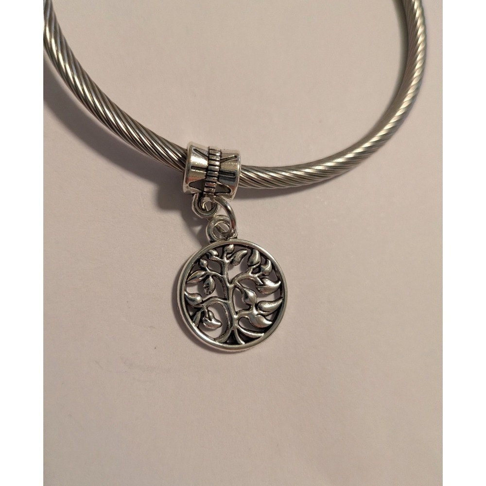 Silver Tree of Life Dangle Charm for Bracelet Nature Jewelry Pendant